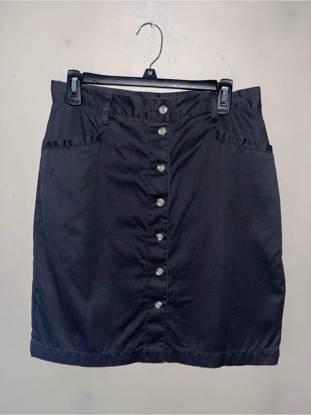 Eddie Bauer Black Button-Front Mini Skirt